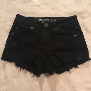 Black denim shorts